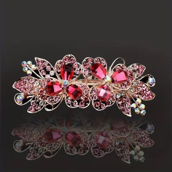 Rhinestone Embellished Barrette Hair Clip Barrette Gorgeous New Modern - Picture 4 of 4
